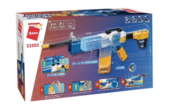 QMAN® 52005 | lego-technic-kompatibilis építőjáték | 629 db építőkocka | M4 gépkarabély automata puska – 8x-os nagyítású távcsővel, 2 tárral, 20db szivacs tölténnyel - Image 6