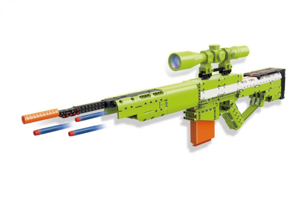 QMAN® 52006 | lego-technic-kompatibilis építőjáték | 678 db építőkocka | AWM mesterlövész puska – 8x-os nagyítású távcsővel, 2 tárral, 20db szivacs tölténnyel - Image 5