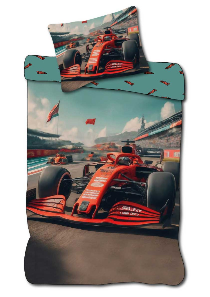 Forma 1 Race gyerek, ovis ágyneműhuzat 100×135cm, 40×60 cm