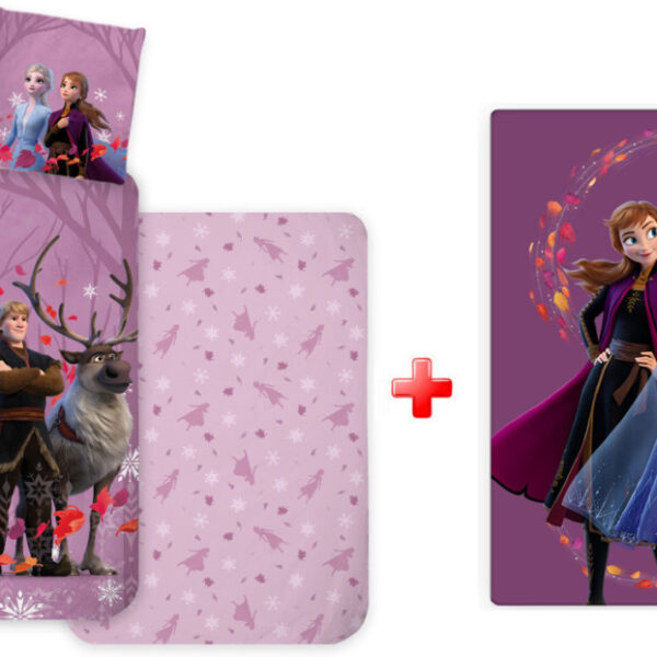 Disney Jégvarázs Purple Wind gyerek, ovis ágyneműhuzat és polár takaró szett